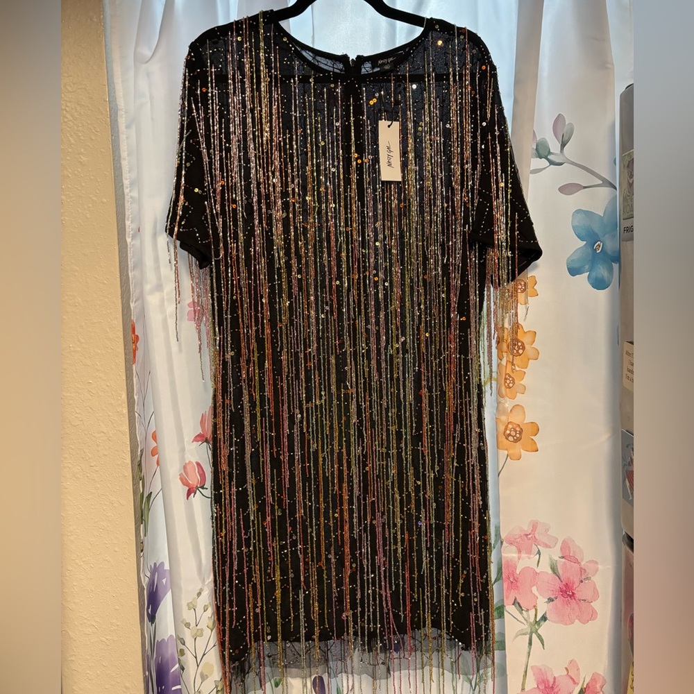 Nasty Gal black sequence tassel dress